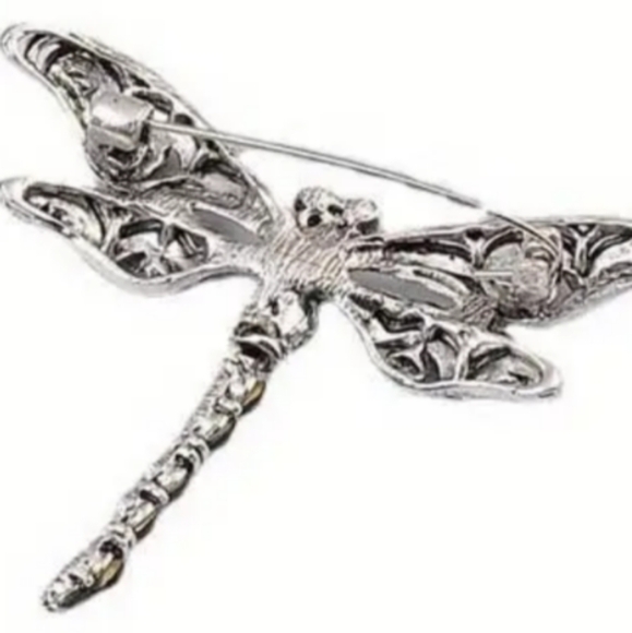 NEW 2/$40 Western Elegant Boho Silver Blue Dragonfly Rhinestone Brooch-(#0234) - Picture 2 of 2